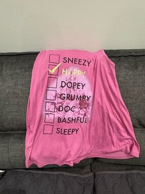 Pink Snow White & Seven Dwarfs Graphic Tank - "Happy" Disney Boutique medium